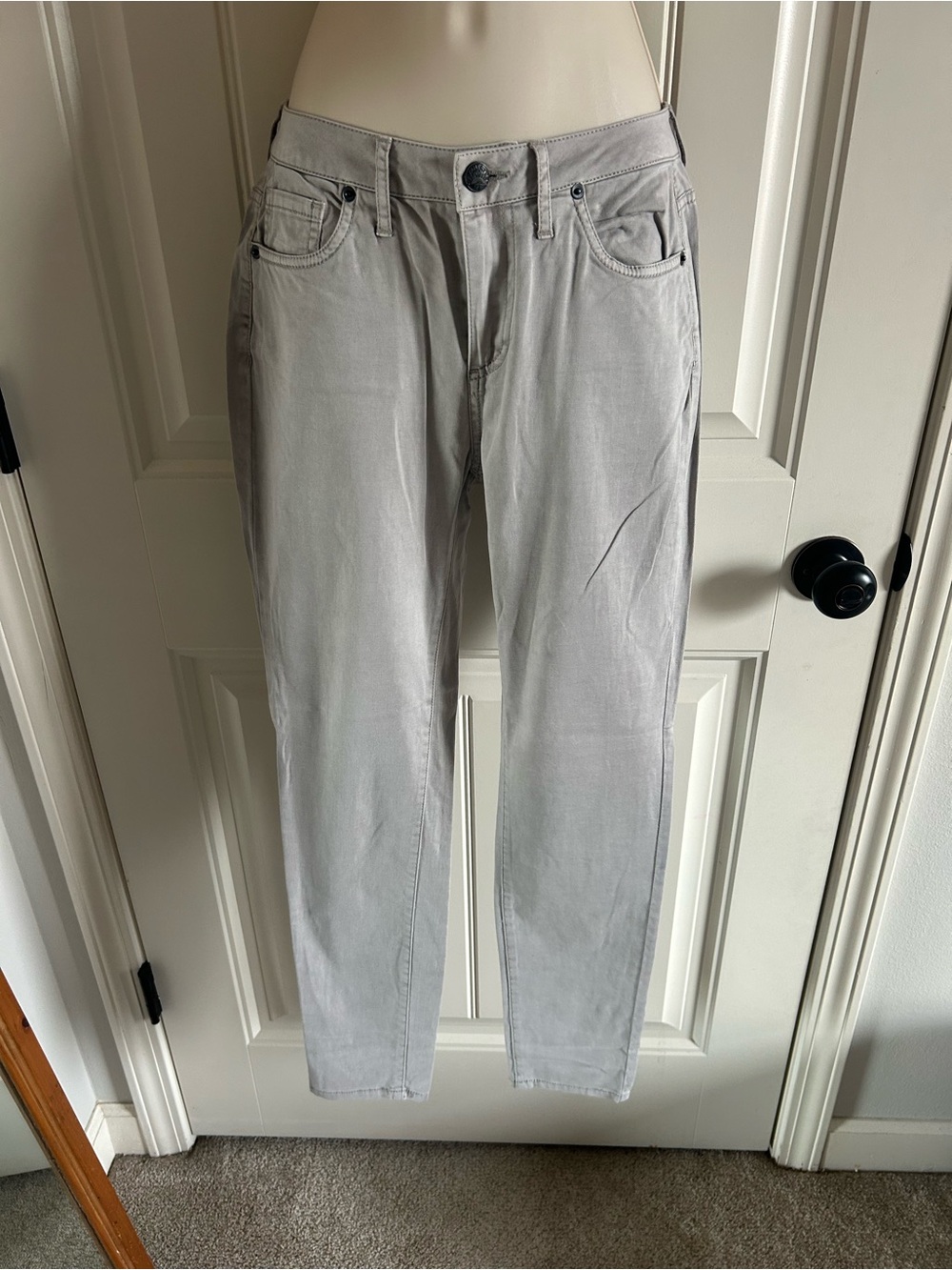 NEW Faherty Women's Ankle Slim Straight Pants in Light Gray Sz 25